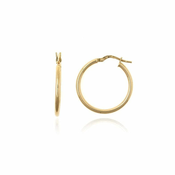 Aros de Oro 18k Tubo Redondo 2mm Diametro 20mm