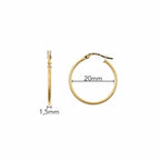 medidas de los pendientes 20mm x 1.5mm