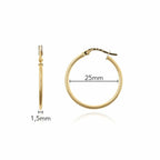 medidas de los pendientes 25mm x 1.5mm