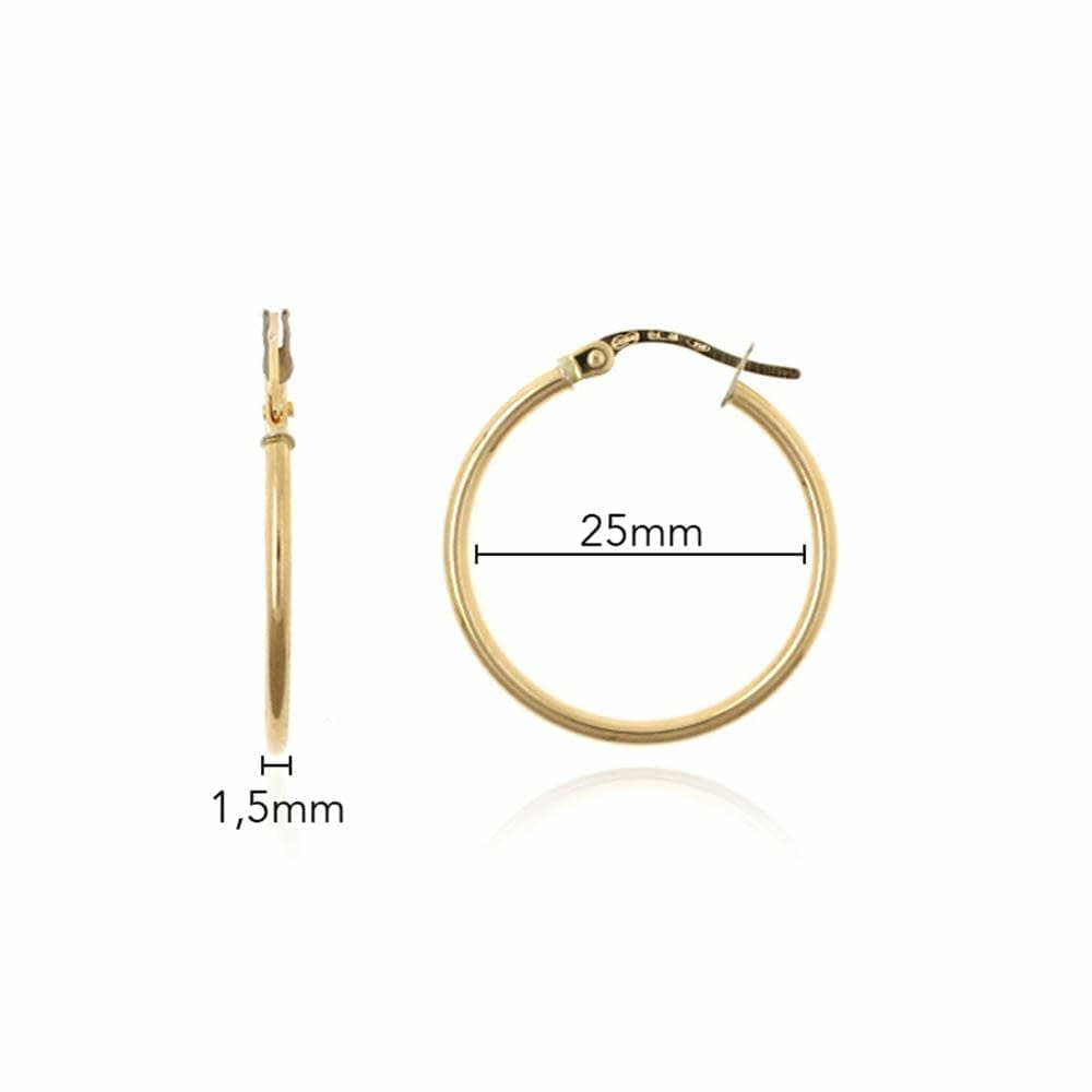 medidas de los pendientes 25mm x 1.5mm