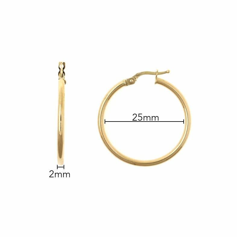 medidas de los pendientes 25mm x 2mm