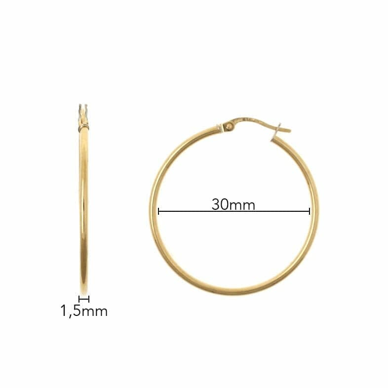 medidas de los pendientes 30mm x 1.5mm