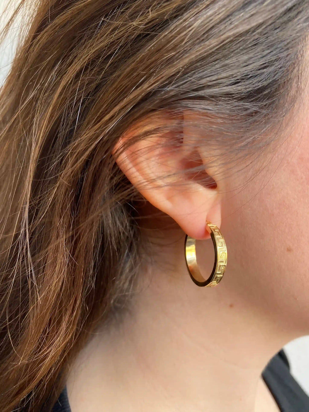 aros de oro 18kt greca 20mm de diametro