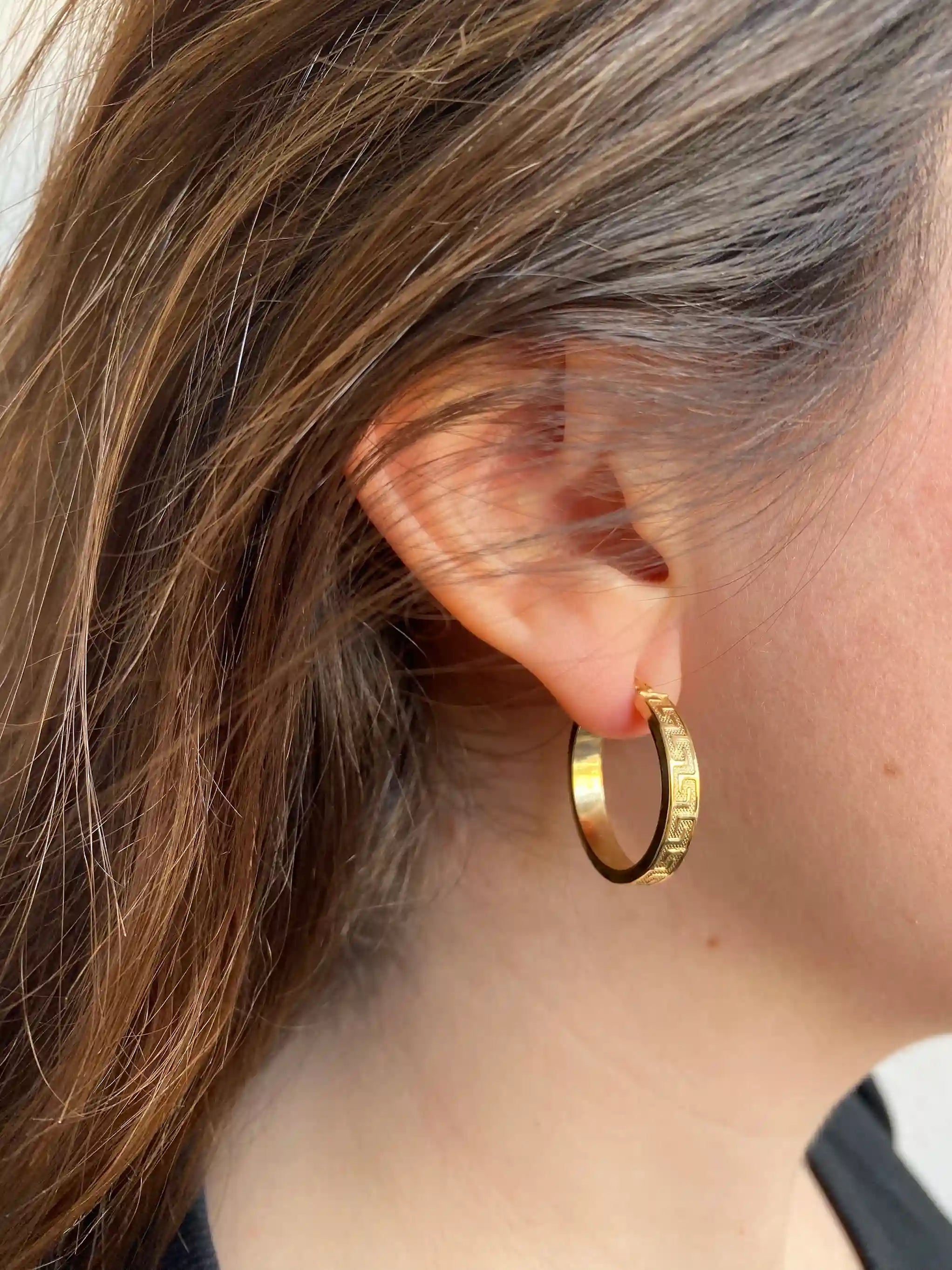 aros de oro 18kt greca 20mm de diametro