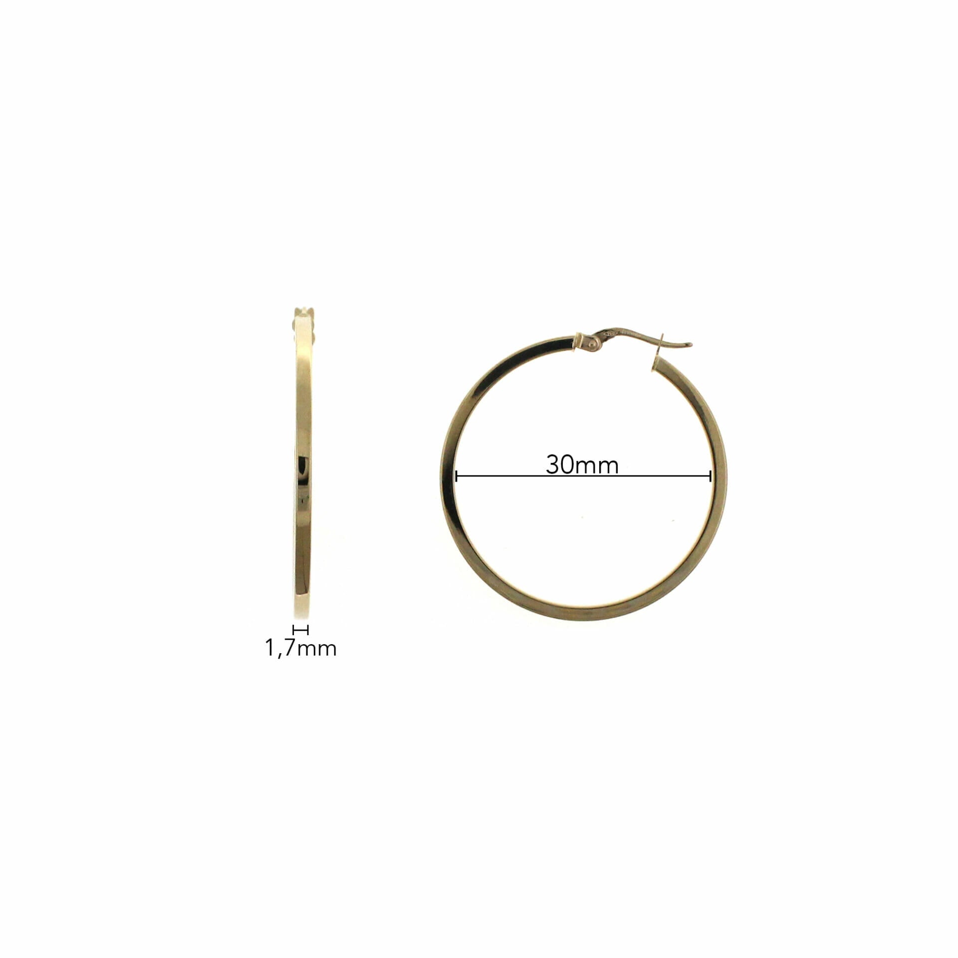 pendientes de aros tubo cuadrado de 30mm diametro