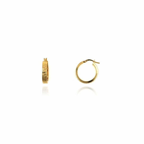Aros de Oro 18k Greca Diametro 15mm