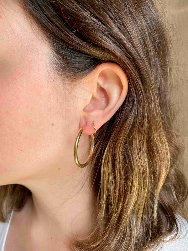 Aros de Oro 18k Tubo Redondo 3mm Diametro 30mm
