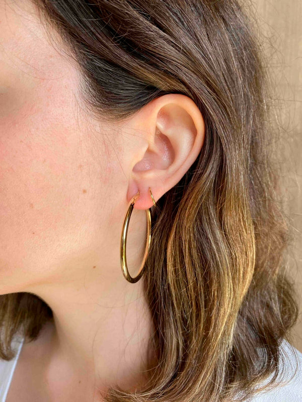 Aros de Oro 18k Tubo Redondo 3mm Diametro 40mm