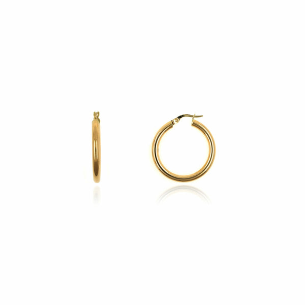 Aros de Oro 18k Tubo Redondo 3mm Diametro 20mm