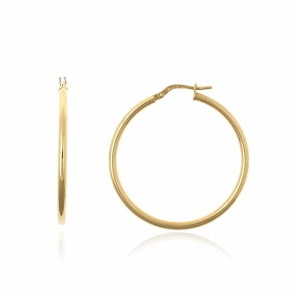 Aros de Oro 18k Tubo Redondo 2mm Diametro 30mm