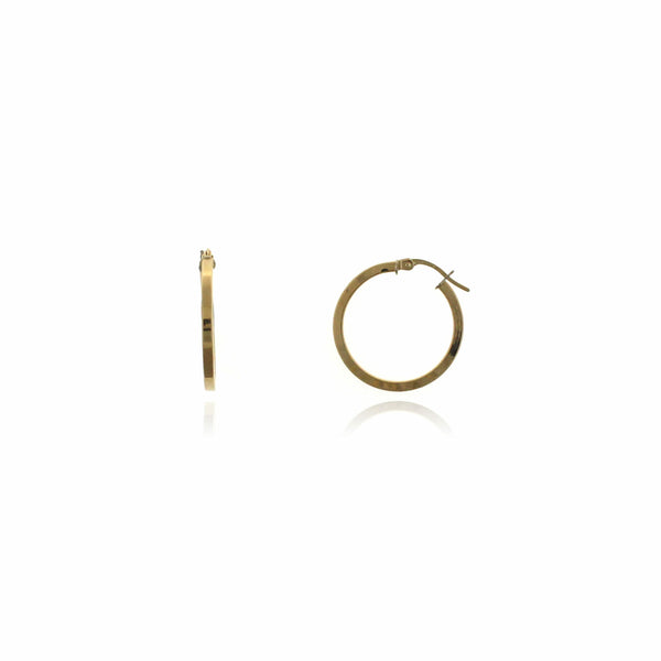 Aros de Oro 18k Tubo Cuadrado Diametro 20mm