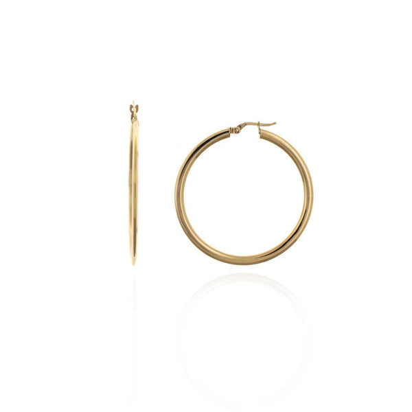 Aros de Oro 18k Tubo Plano Diametro 35mm