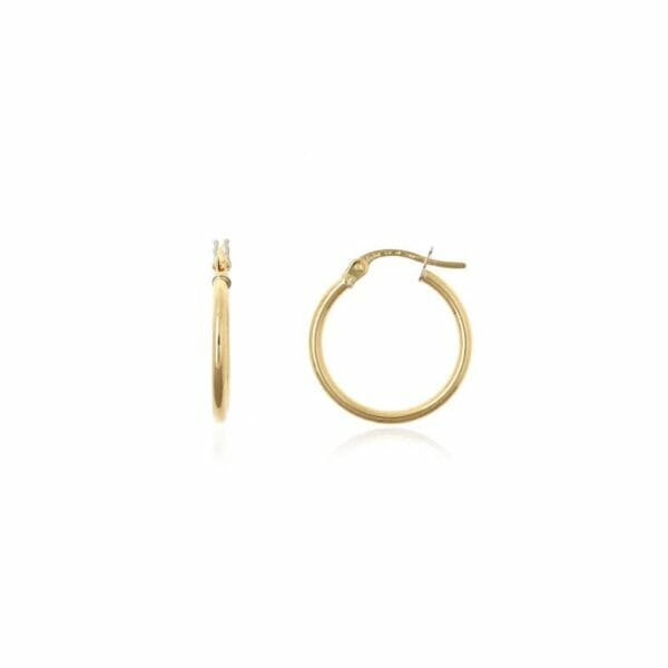 pendientes aros de oro 15mm de diametro medida pequeña y 1,5mm de grosor del tubo