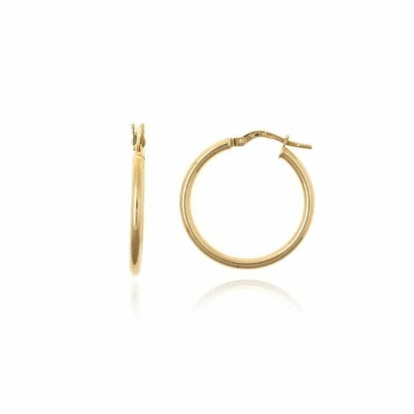 pendientes aros de oro amarillo 20mm de diametro y 2mm de grosor del tubo