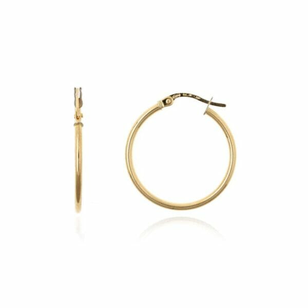 pendiente aro de oro mediano grande 25mm de diametro y 1,5mm de grosor