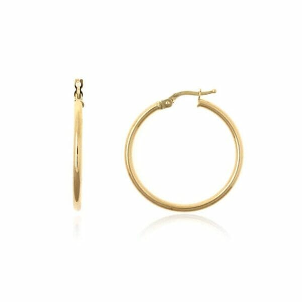 aro de oro amarillo mediano grande 25mm de diametro y 2mm de grosor