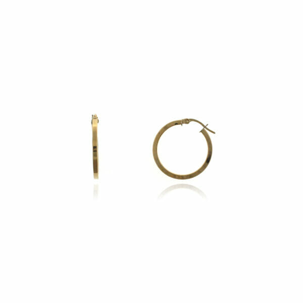 pendientes aros de oro tubo cuadrado 20mm de diametro