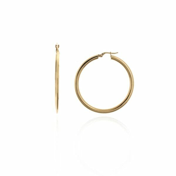 pendientes de aro de oro plano 35mm diametro grandes