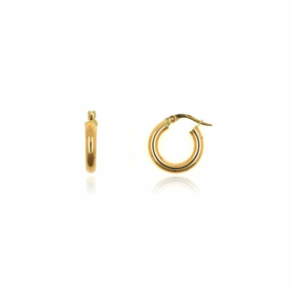 pendiente aro oro pequeño para niña o mujer 3mm de grosor x 10mm de diametro