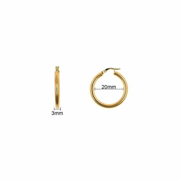 medidas de los aros de oro de 20mm x 3mm