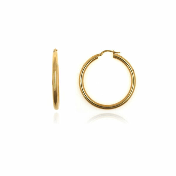 pendientes aros de oro 18kt mujer grandes 3mm de grosor x 30mm de diametro
