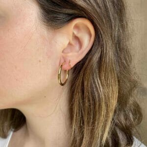 pendientes aros de oro 18kt medianos 20mm de diametro x 3mm de grosor