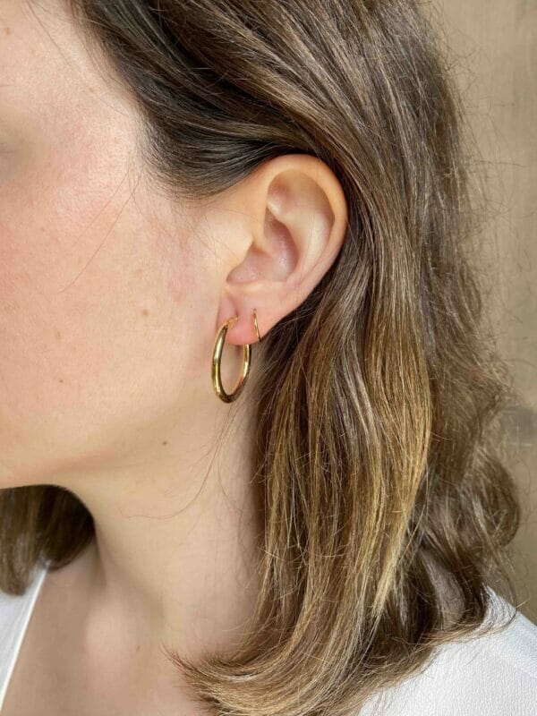 pendientes aros de oro 18kt medianos 20mm de diametro x 3mm de grosor