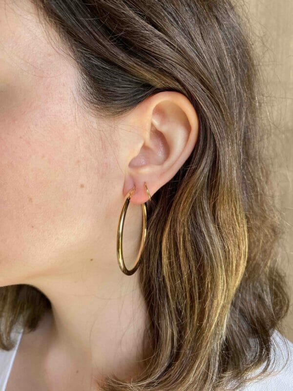 pendientes aros de oro mujer grandes 40mm diametro x 3mm de grosor