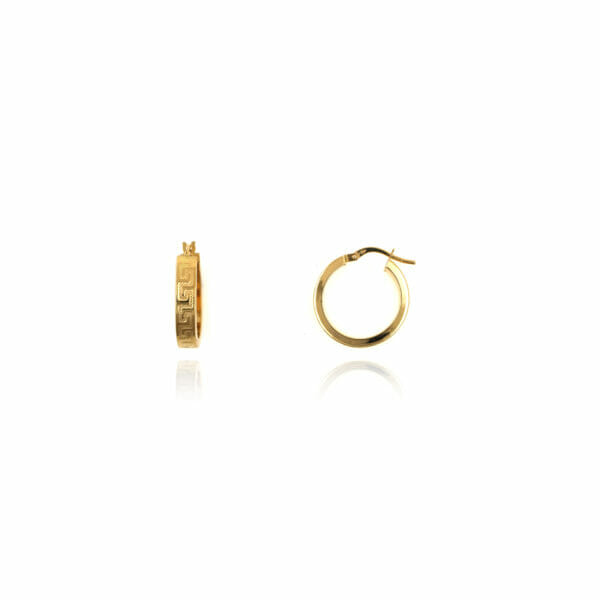 pendientes aros de oro pequeños greca versace 15mm de diametro