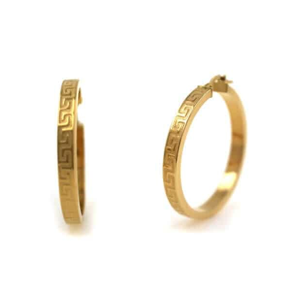aros de oro 18kt greca versace grandes 30mm de diametro y 4mm de ancho